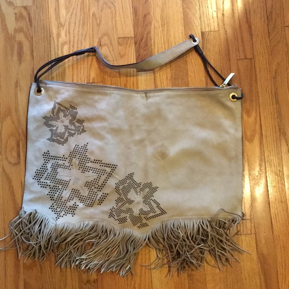 As is St John suede fringe floral bag - Picture 2 of 8